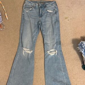 American Eagle Outfitters Blue Flare Wide Leg Jeans